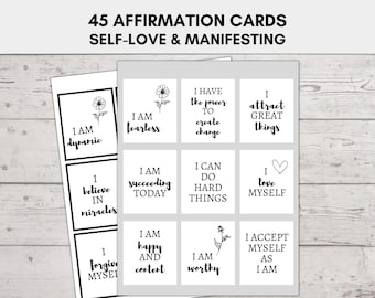 Positive Affirmation Karten druckbar, tägliche Affirmation Karten, Selbstliebe Karten, Manifestation Karten, Affirmation Card Deck, digitaler Download