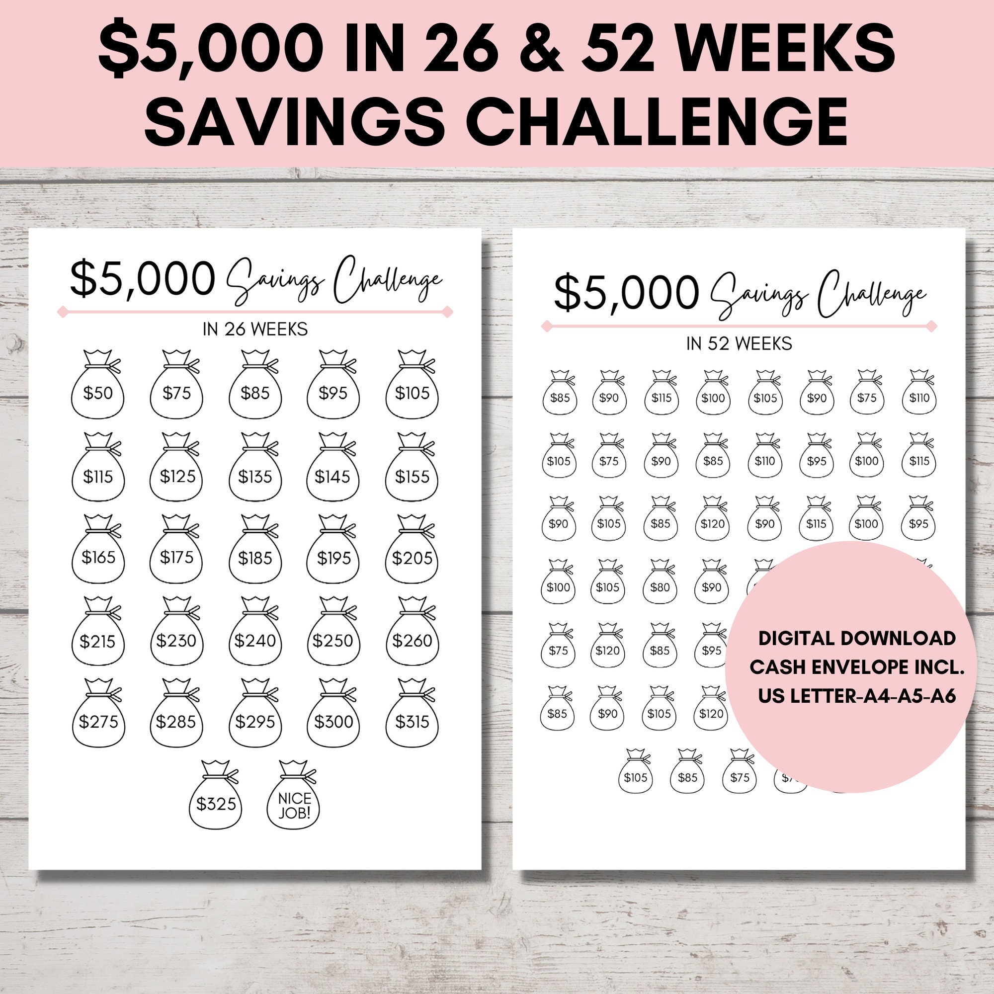 5000 Dollar Savings Challenge Budget Binder Low Income & Low