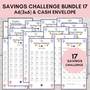 A6 Savings Challenge Printable, Savings Challenge Bundle, A6 Sized Mini Savings Challenge Trackers, Printable Savings Challenge, Set Of 17