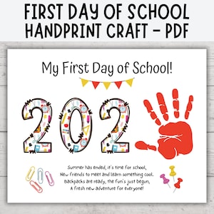Handafdruk eerste dag van de school 2025, handafdruk kunst terug naar school, handafdruk gedicht kleuterschool