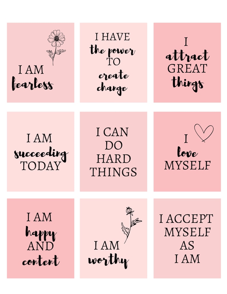 Positive Affirmation Cards Printable for Women Daily | Etsy Australia