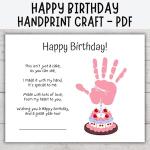 Alles Gute zum Geburtstag Handabdruck Handwerk, Handabdruck Geschenk vom Kind für Eltern, Großeltern, Handabdruck Kunst, Vorschule Kindergarten Handabdruck Gedicht