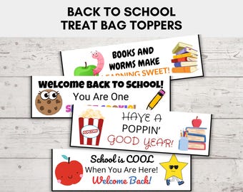 新学期用トリートバッグトッパー、新学期用クッキートッパー、新学期用バッグトッパー、新学期用クッキー、スナックサイズのバッグ