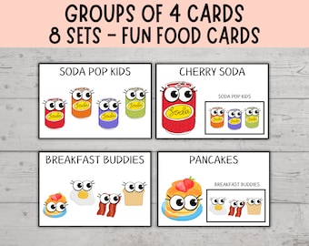Groups of 4 Pairing Cards, Classroom Management, Food Pairing Cards, Small Groups Pairing Cards, FUN FOODS