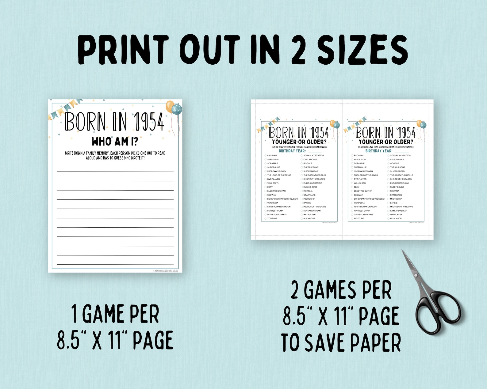 70th Birthday Party Games Bundle Born in 1954 Games 70th Birthday Games ...