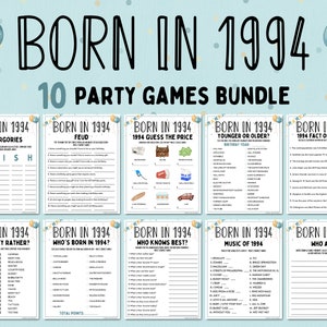 30th Birthday Party Games Bundle | Born in 1994 Games | 30th Birthday Games | Fun Printable Games | Party Games | Adult Games | Family Game