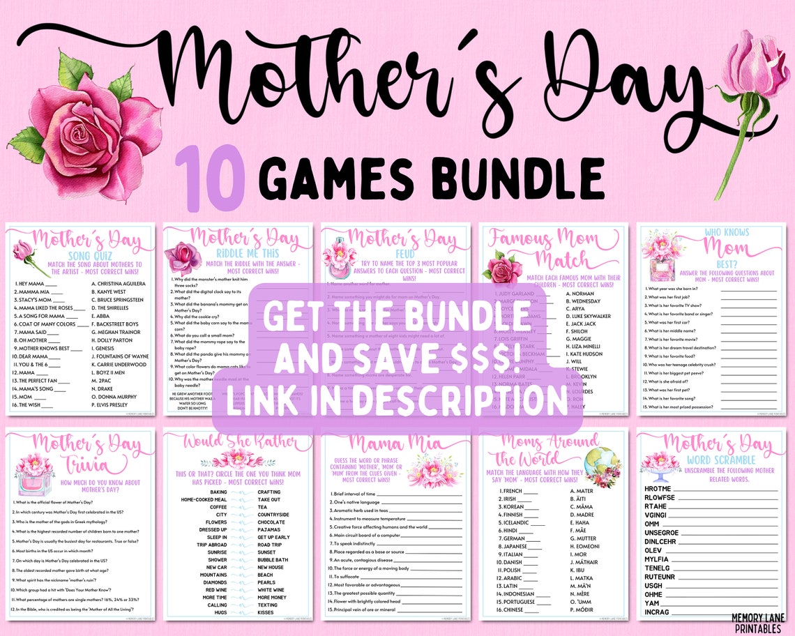 Mother's Day Trivia Game Mother's Day Games Fun Etsy