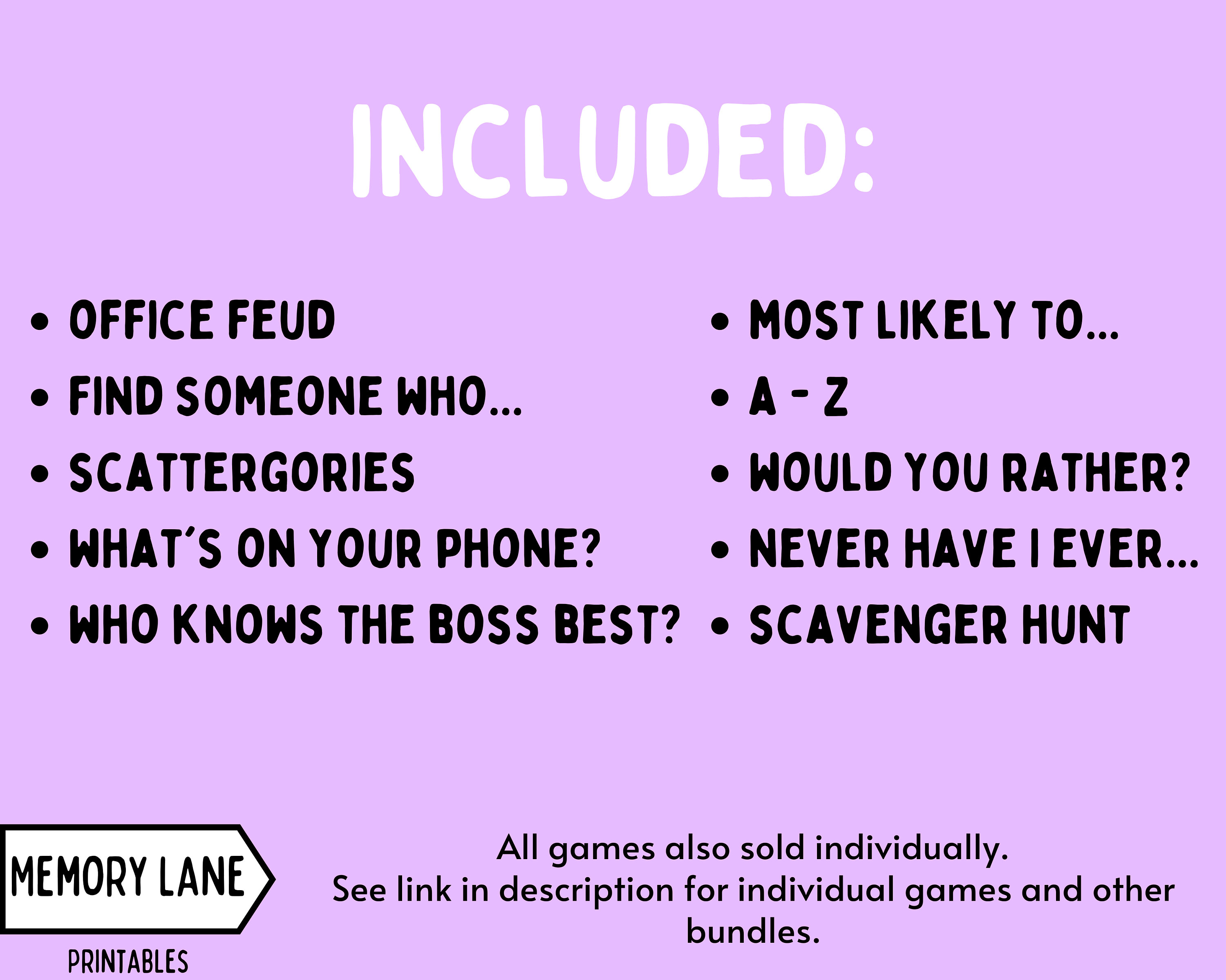 Office Party Games Bundle Work Party Games Fun Printable Games Group Activity Team Building