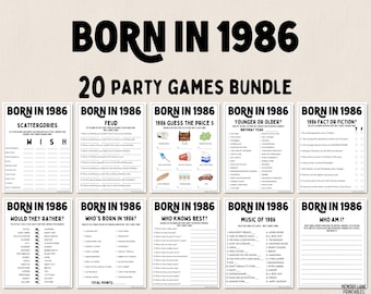 40th Birthday Party Games Bundle | Born in 1986 Games | 40th Birthday Games | Fun Printable Games | Party Games | Adult Games | Family Game