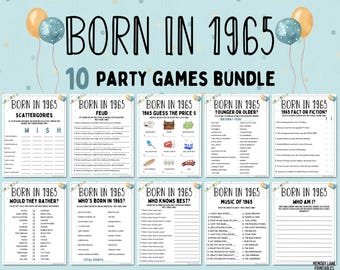 60th Birthday Party Games Bundle | Born in 1965 Games | 60th Birthday Games | Fun Printable Games | Party Games | Adult Games | Family Game
