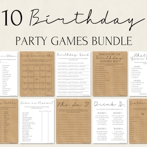Birthday Games Bundle | 10 Birthday Party Games | Adult Birthday Party Games | Printable Birthday Games | Birthday Games for Her | For Him