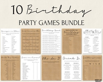 Birthday Games Bundle | 10 Birthday Party Games | Adult Birthday Party Games | Printable Birthday Games | Birthday Games for Her | For Him
