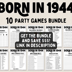 80th Birthday Party Games Bundle Born in 1944 Games 80th Birthday Games Fun Printable Games Party Games Adult Games Family Game image 9
