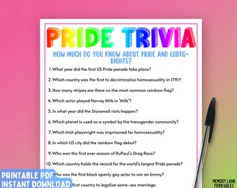 LGBT Pride Month Trivia Game LGBT Rights Quiz (Download Now) 