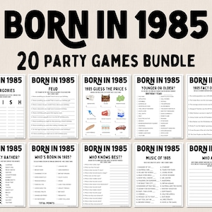 40th Birthday Party Games Bundle | Born in 1985 Games | 40th Birthday Games | Fun Printable Games | Party Games | Adult Games | Family Game