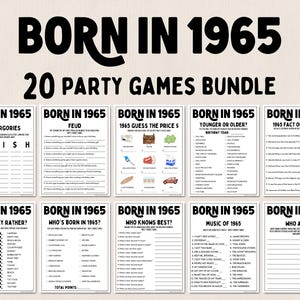 60th Birthday Party Games Bundle | Born in 1965 Games | 60th Birthday Games | Fun Printable Games | Party Games | Adult Games | Family Game