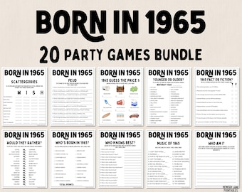 60er Geburtstag Party Spiele Bundle | Geboren 1965 Spiele | 60er Geburtstagsspiele | Lustige Druckbare Spiele | Gesellschaftsspiele | Spiele für Erwachsene | Familien Spiel