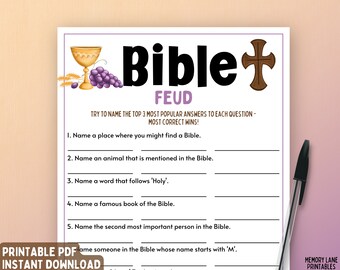Juego de disputa bíblica / Juego de estudio bíblico / Juego amistoso de la iglesia de disputa / Juego de grupo juvenil / Trivia bíblica / Juego imprimible divertido / Juego para adultos / Niños