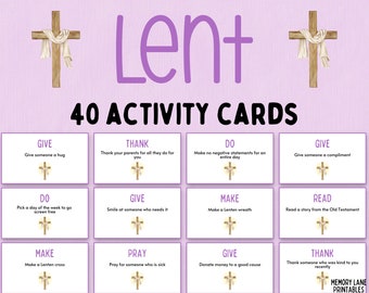 Uitgeleende activiteitenkaarten | Lenten-spel | Vastenactiviteiten voor kinderen | Vasten Kerkspel | Vastenkalender | Leuk afdrukbaar spel | Familie | Kinder spellen