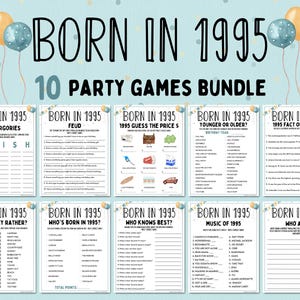 30th Birthday Party Games Bundle | Born in 1995 Games | 30th Birthday Games | Fun Printable Games | Party Games | Adult Games | Family Game