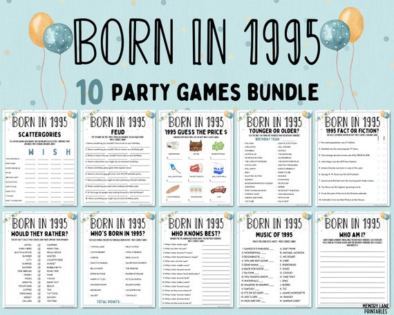 30th Birthday Party Games Bundle | Born in 1995 Games | 30th Birthday Games | Fun Printable Games | Party Games | Adult Games | Family Game