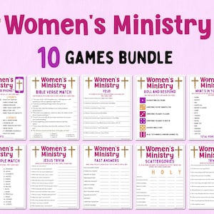 Lot de jeux du ministère des femmes | Jeux Bibliques | Jeux d'église | Jeux de retraite féminins | Jeux d'étude biblique | Jeux imprimables amusants | Jeux pour adultes