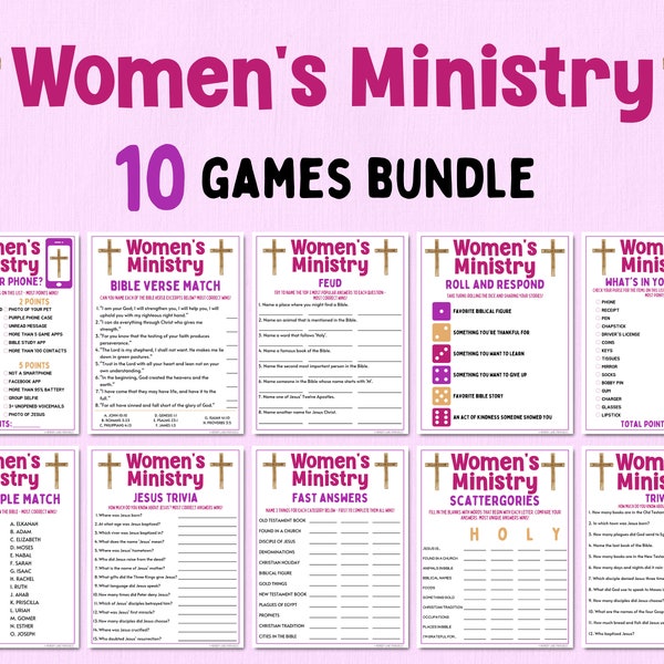 Frauen Dienst Spiele Bundle | Bibel Spiele | Kirchenspiele | Frauen Retreat Spiele | Bibelstudien Spiele | Lustige Druckbare Spiele | Spiele für Erwachsene