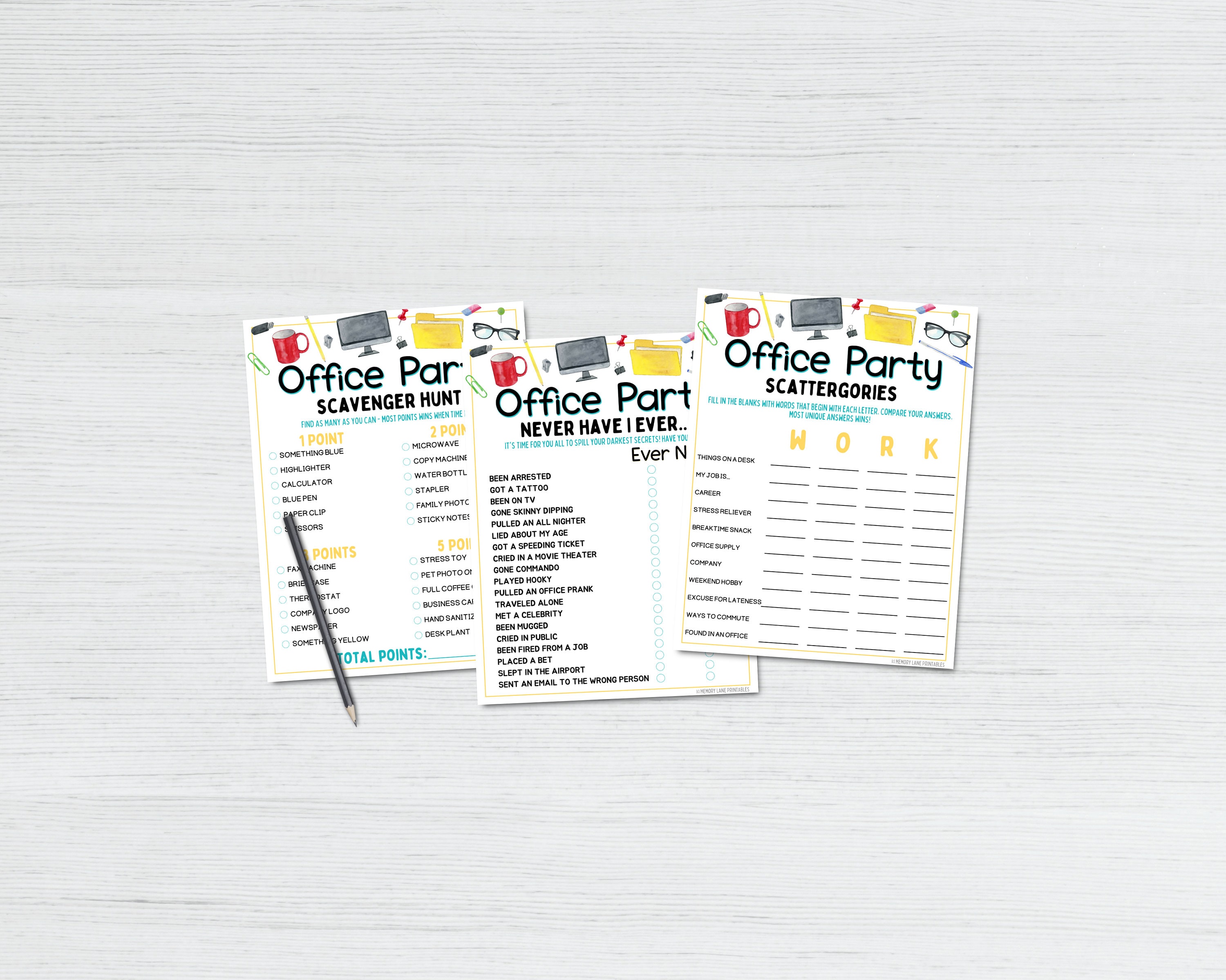 Office Party Games Bundle Work Party Games Fun Printable Games Group Activity Team Building