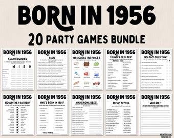 70th Birthday Party Games Bundle | Born in 1956 Games | 70th Birthday Games | Fun Printable Games | Party Games | Adult Games | Family Game