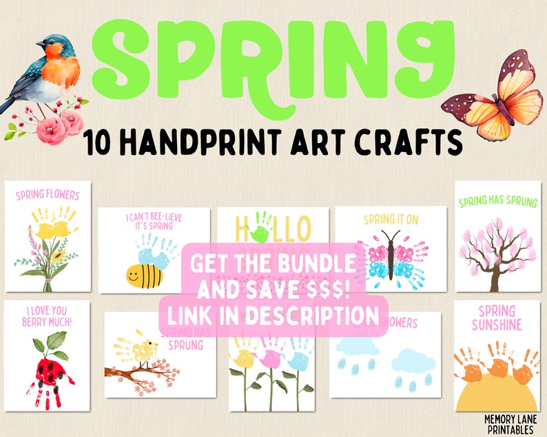 Spring Handprint Art Bundle | Spring Handprint Crafts | Fun Printable ...