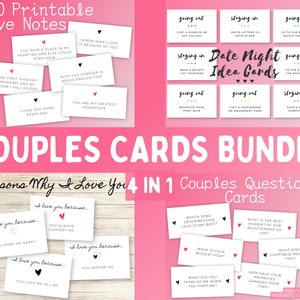 Kaartenbundel voor stellen | Afdrukbare liefdesbriefjes | Ideekaarten voor een avondje uit | Redenen waarom ik van je hou | Vragenkaarten voor stellen | Valentijnsdagcadeau