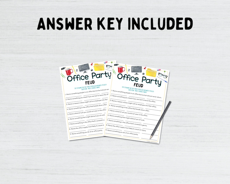 Office Party Feud Game Work Party Game Fun Printable Game Etsy