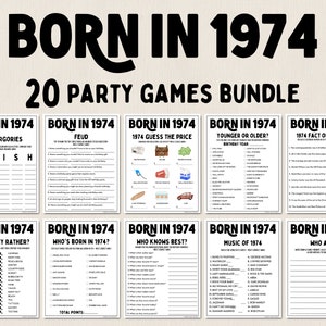 50th Birthday Party Games Bundle | Born in 1974 Games | 50th Birthday Games | Fun Printable Games | Party Games | Adult Games | Family Game