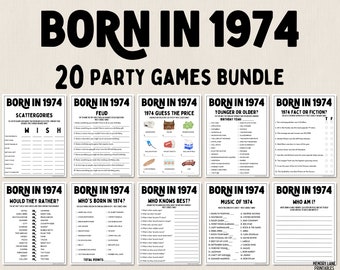 50th Birthday Party Games Bundle | Born in 1974 Games | 50th Birthday Games | Fun Printable Games | Party Games | Adult Games | Family Game