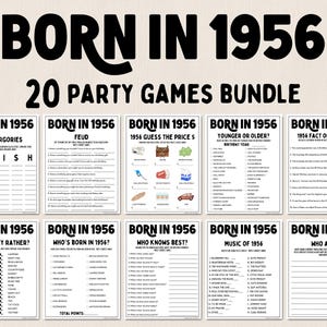 70th Birthday Party Games Bundle | Born in 1956 Games | 70th Birthday Games | Fun Printable Games | Party Games | Adult Games | Family Game