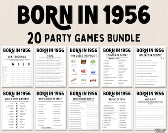 70th Birthday Party Games Bundle | Born in 1956 Games | 70th Birthday Games | Fun Printable Games | Party Games | Adult Games | Family Game