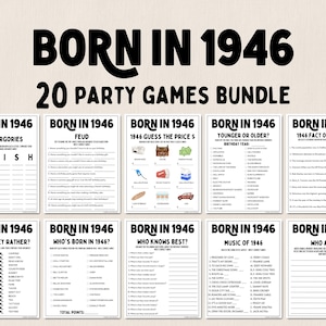 80th Birthday Party Games Bundle | Born in 1946 Games | 80th Birthday Games | Fun Printable Games | Party Games | Adult Games | Family Game image 1