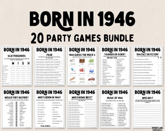 80th Birthday Party Games Bundle | Born in 1946 Games | 80th Birthday Games | Fun Printable Games | Party Games | Adult Games | Family Game