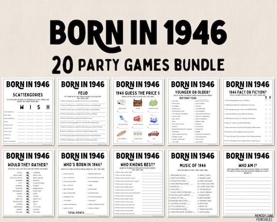 80th Birthday Party Games Bundle | Born in 1946 Games | 80th Birthday Games | Fun Printable Games | Party Games | Adult Games | Family Game