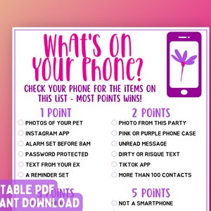 Ladies&#39; Night What&#39;s On Your Phone Game | Scavenger Hunt | Ladies Night Party Game | Fun Girls Night Out | Girls Night In Game | Adult Game