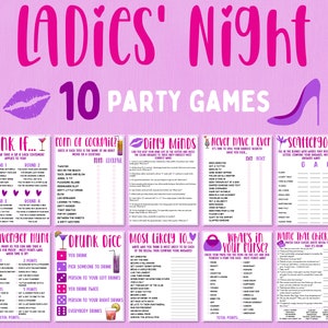 Ladies&#39; Night 10 Game Bundle | Ladies Night Party Games | Fun Girls Night Out Games | Girls Night In Games | Adult Games | Birthday Games