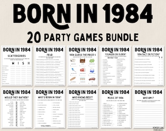 40th Birthday Party Games Bundle | Born in 1984 Games | 40th Birthday Games | Fun Printable Games | Party Games | Adult Games | Family Game