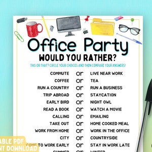 Office Party Would You Rather Game | Work Party Game | Fun Printable Game | Group | Team Building Game | Staff Appreciation | Icebreaker