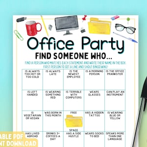 Office Party Find Someone Who Game | Work Party Game | Fun Printable Game | Group | Team Building Game | Staff Appreciation | Icebreaker