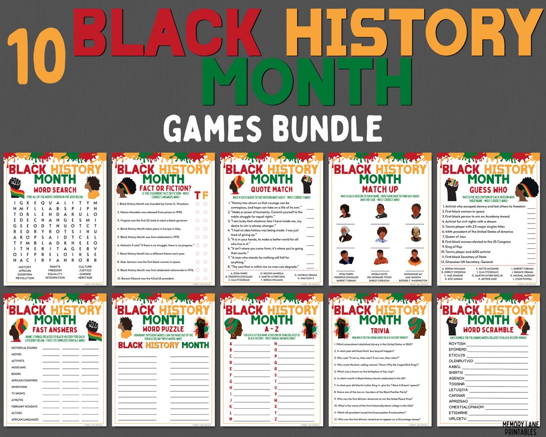 Black History Month Games Bundle  Black History Trivia Games