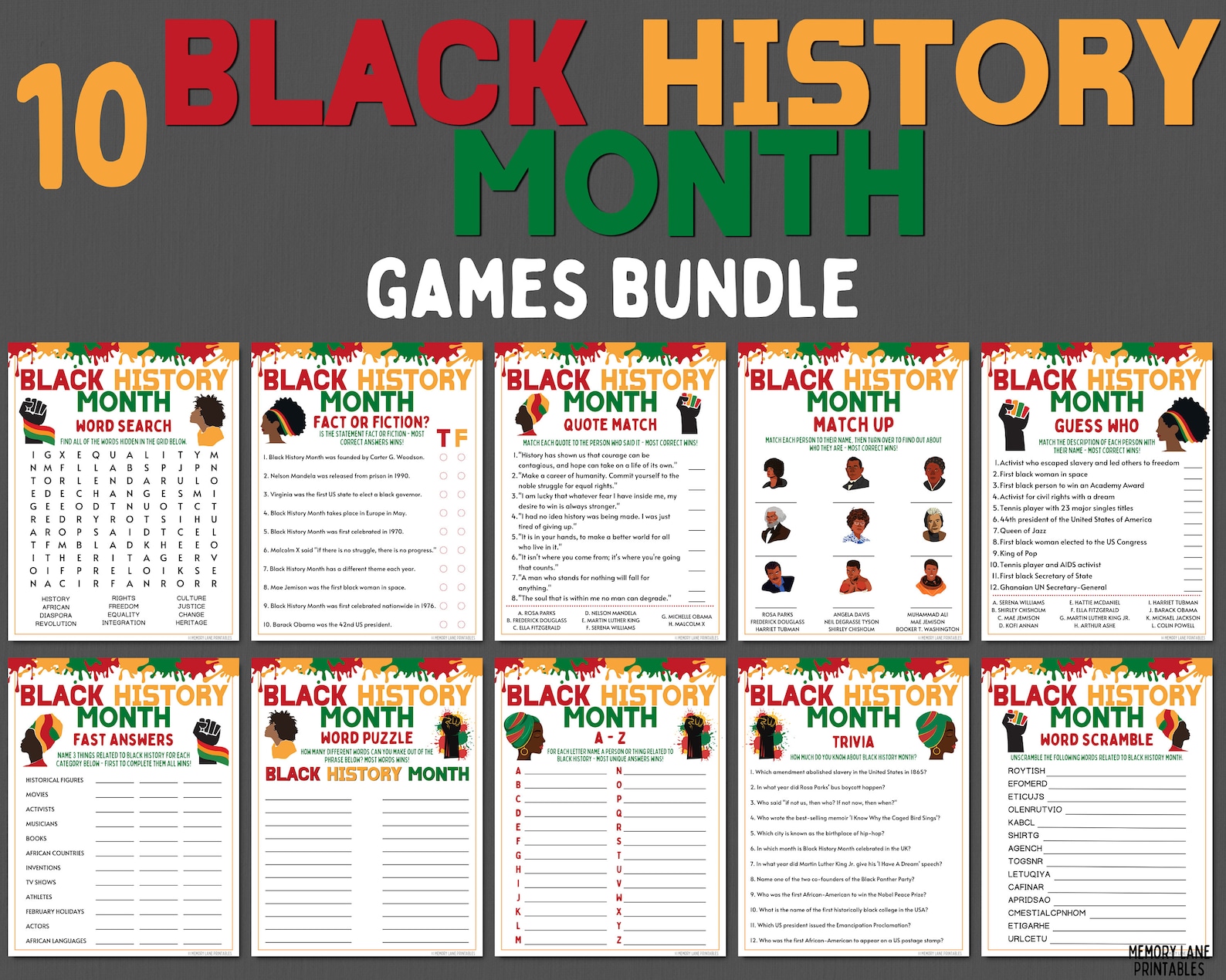 Black History Month Games Bundle