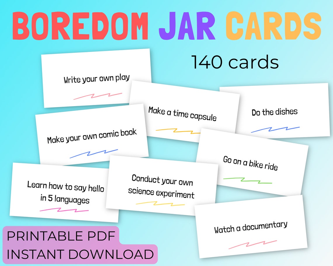 Boredom Jar Cards I'm Bored Jar Printable Kids - Etsy