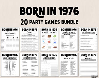 50th Birthday Party Games Bundle | Born in 1976 Games | 50th Birthday Games | Fun Printable Games | Party Games | Adult Games | Family Game