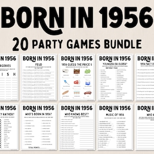 70th Birthday Party Games Bundle | Born in 1956 Games | 70th Birthday Games | Fun Printable Games | Party Games | Adult Games | Family Game