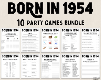 70th Birthday Party Games Bundle | Born in 1954 Games | 70th Birthday Games | Fun Printable Games | Party Games | Adult Games | Family Game